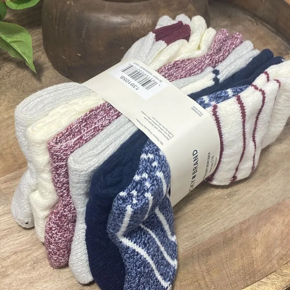 6 Pair Lucky Brand Super Soft Boot Sock for Women's Shoe Size 5-10 Blue Gray